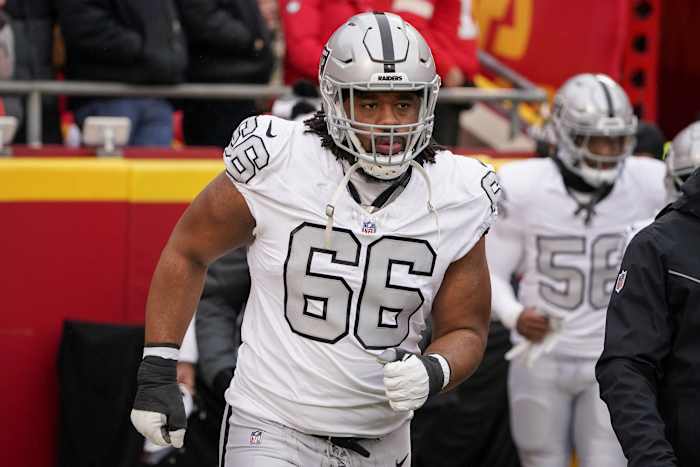 Las Vegas Raiders guard Dylan Parham stepped in for center Andre James for a couple games last season.